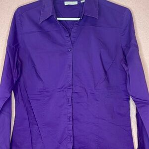 New York & Company Purple Fitted Button Down Shirt